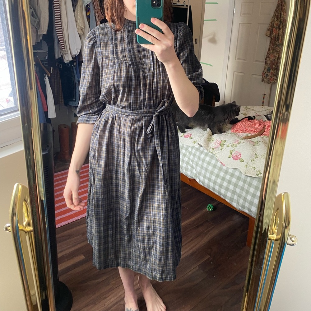 Doen Plaid Long Sleeve Dress